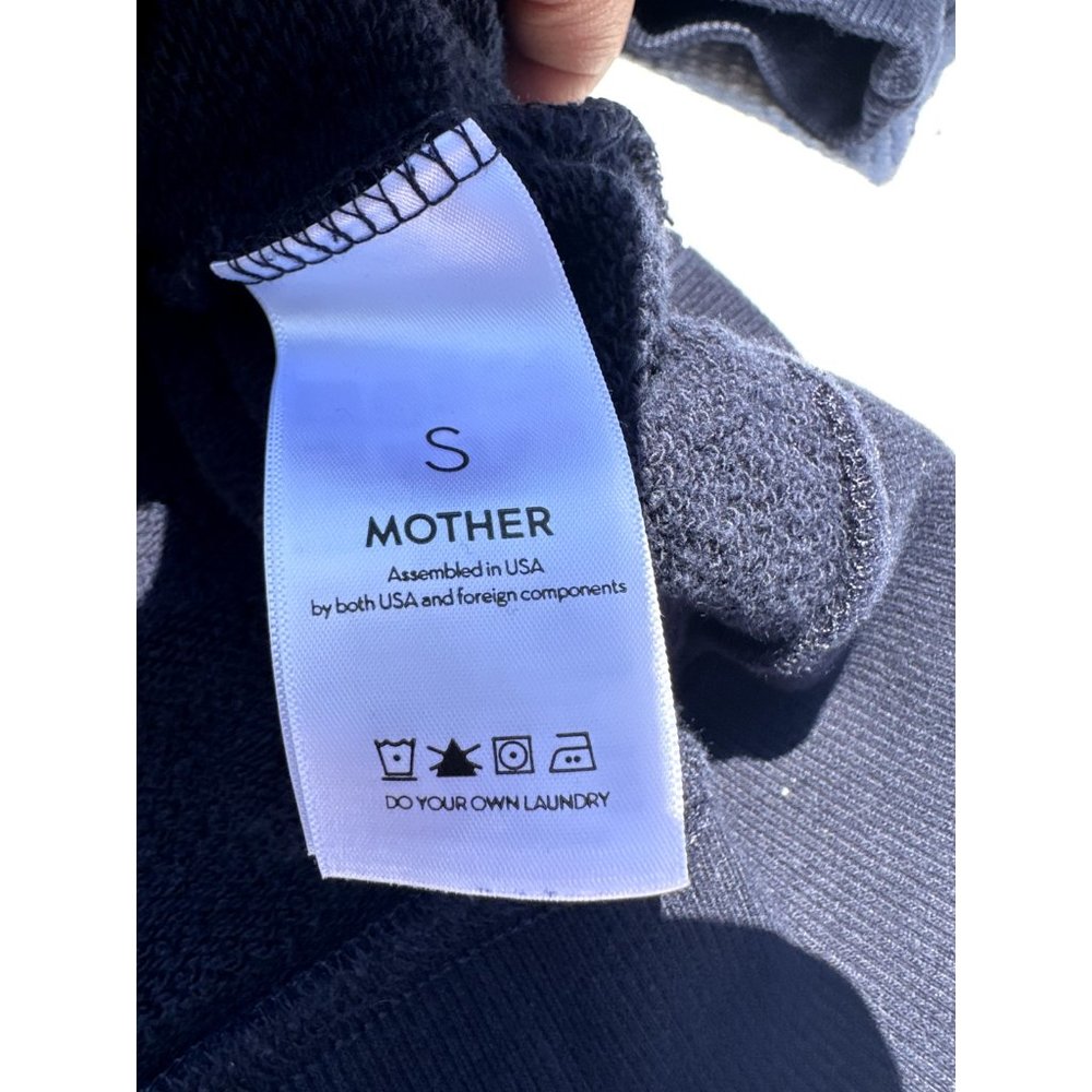 MOTHER Sweater Women's Small Blue Graphic La Bodega Long Sleeve Crew Neck Cotton - Picture 5 of 10